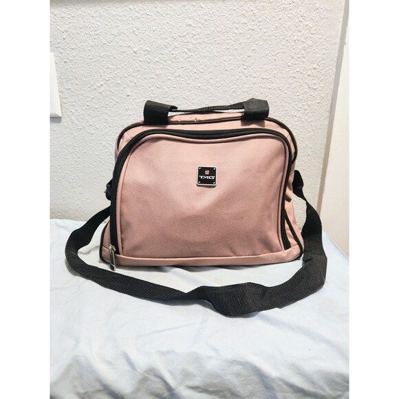 Women's Pink TAG two compartment small travel bag Soft Case With Measurements - Picture 8 of 10